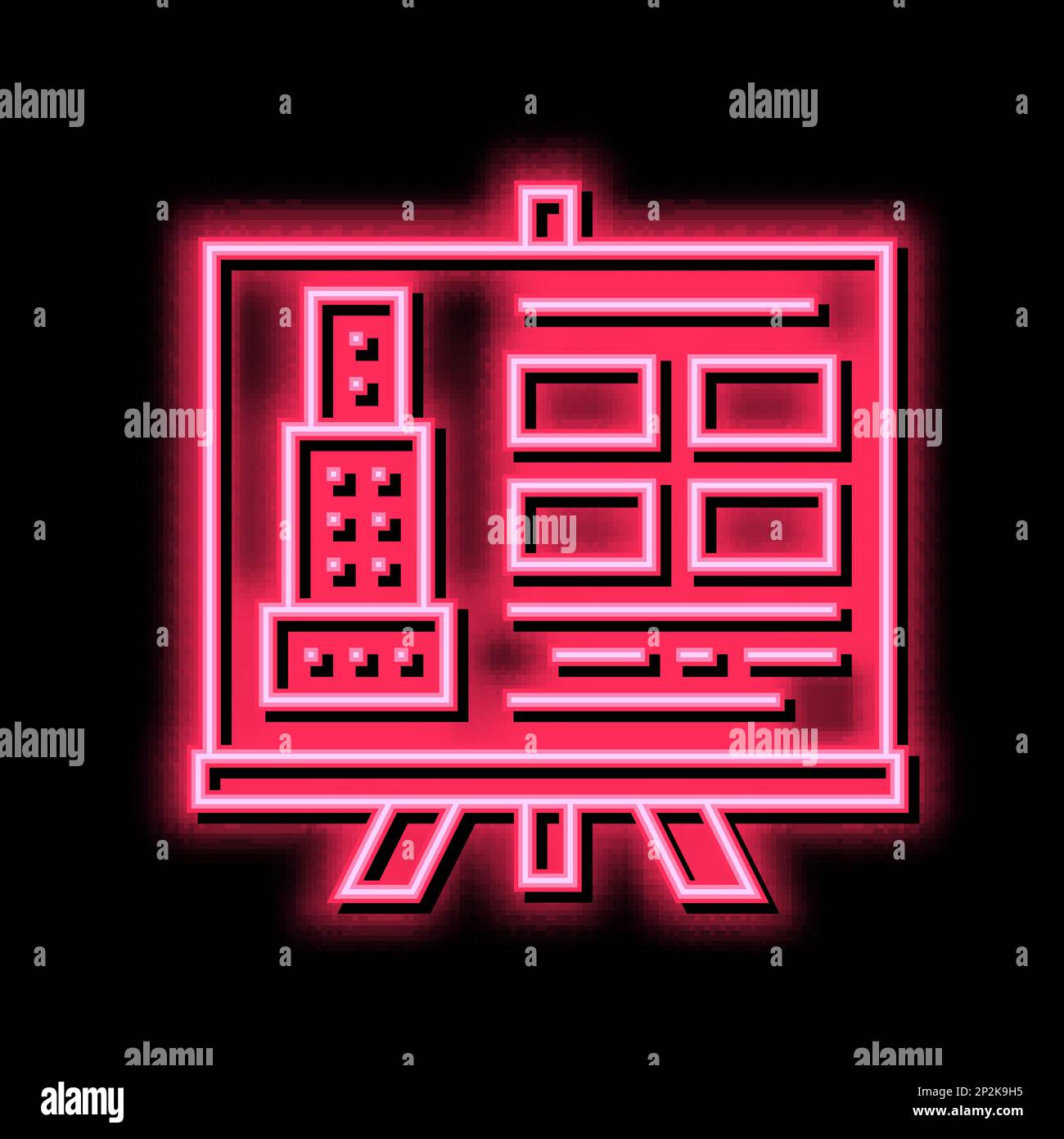 building design presentation neon glow icon illustration Stock Vector ...