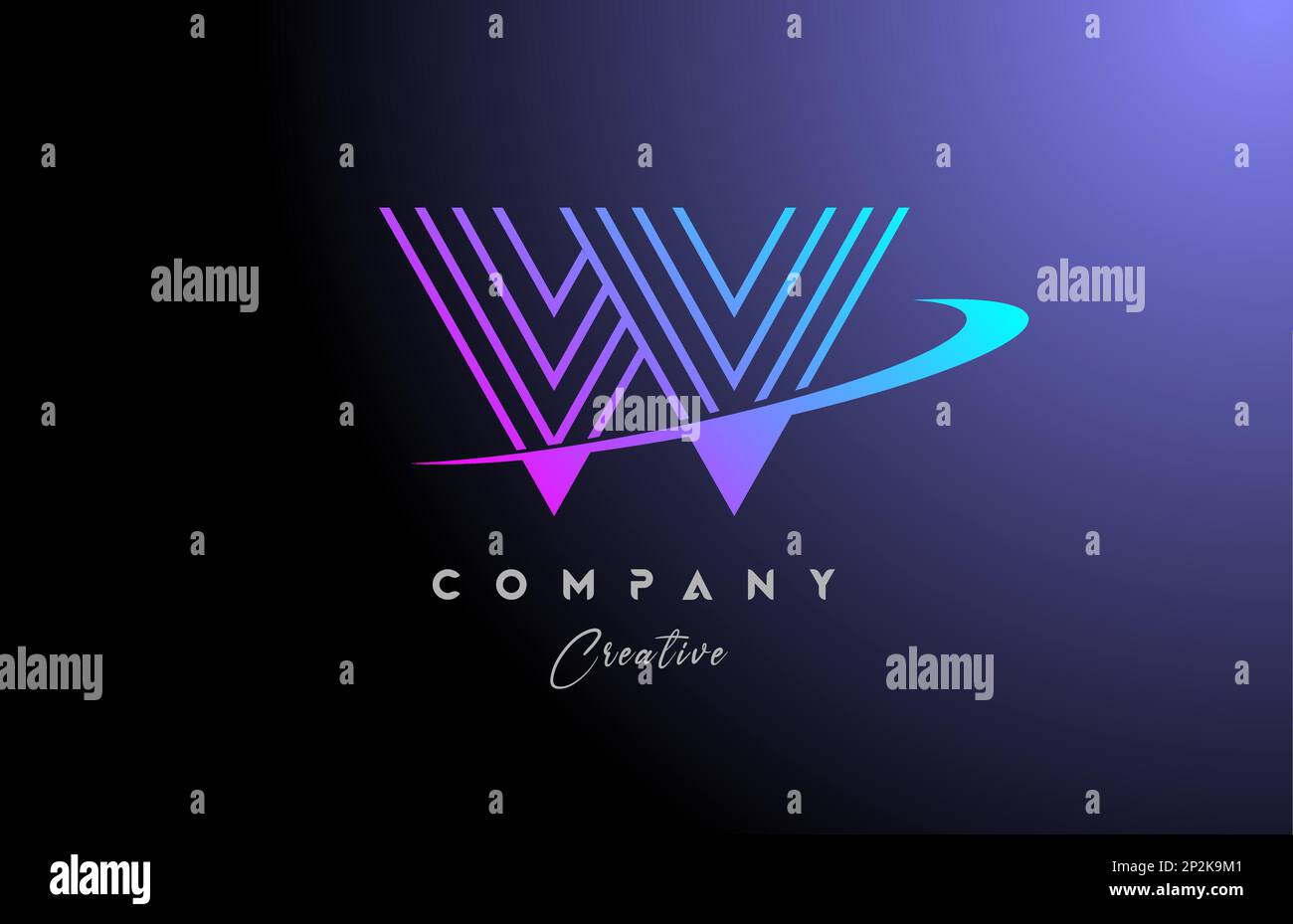 pink blue W alphabet letter logo icon design with swoosh. Creative line ...