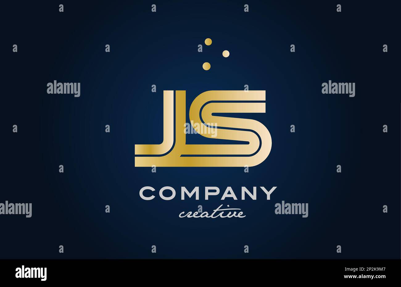 gold golden JS combination alphabet bold letter logo with dots. Joined creative template design for business and company Stock Vector