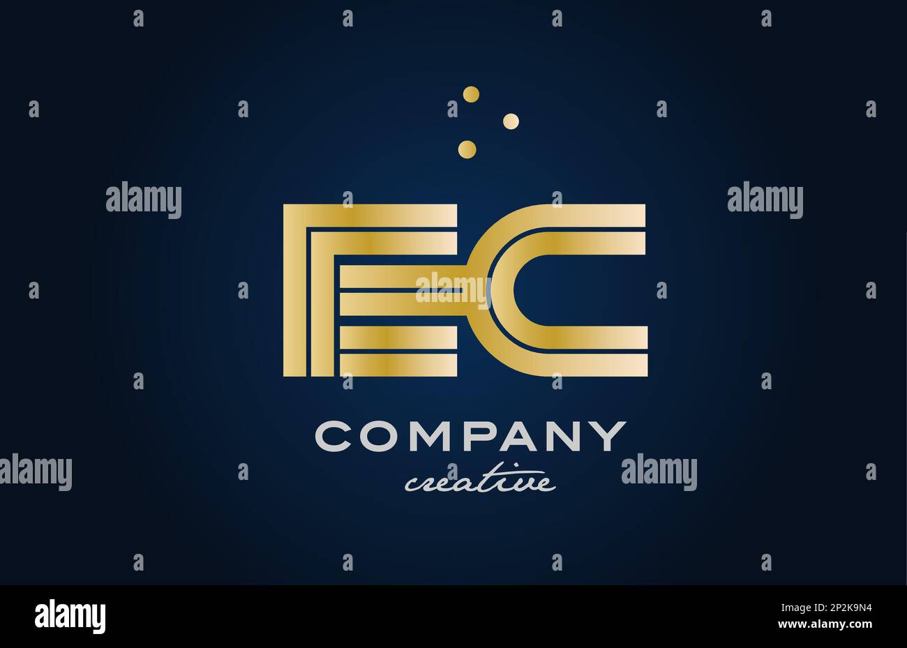 gold golden EC combination alphabet bold letter logo with dots. Joined ...
