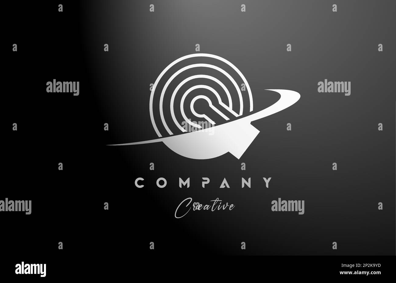 black white Q alphabet letter logo icon design with swoosh. Creative ...
