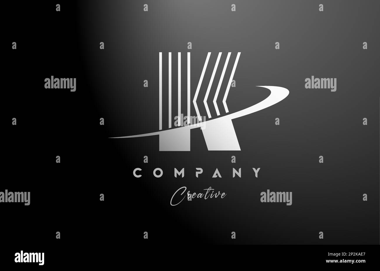 black white K alphabet letter logo icon design with swoosh. Creative ...