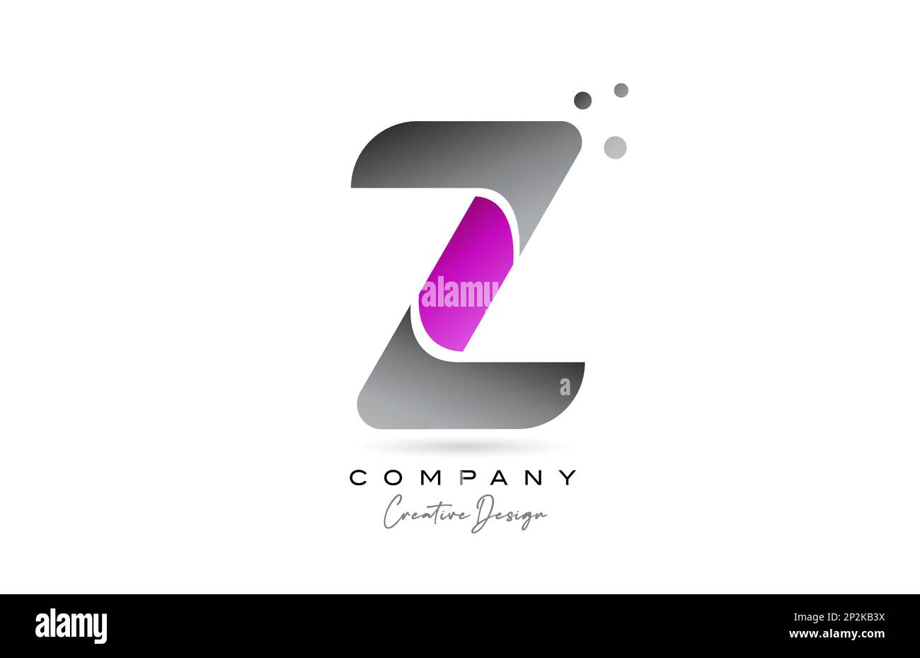 Z pink grey alphabet letter logo icon design with dots. Creative ...