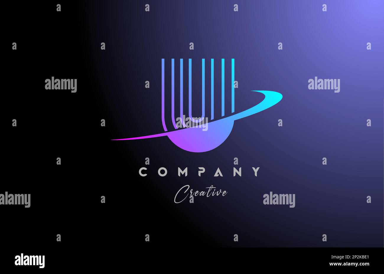 pink blue U alphabet letter logo icon design with swoosh. Creative line ...