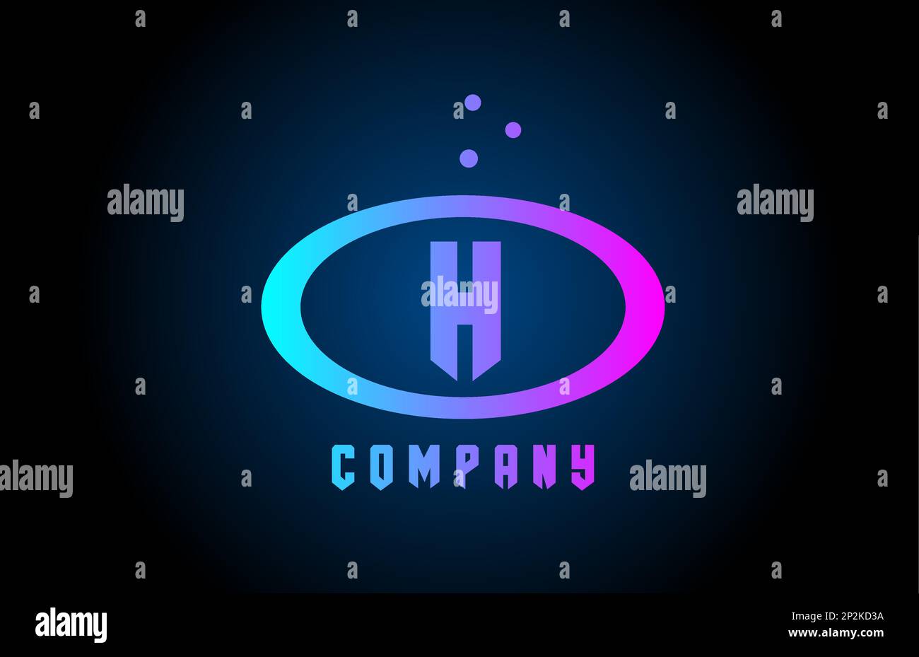 blue and pink H ellipse alphabet bold letter logo with dots. Corporate ...