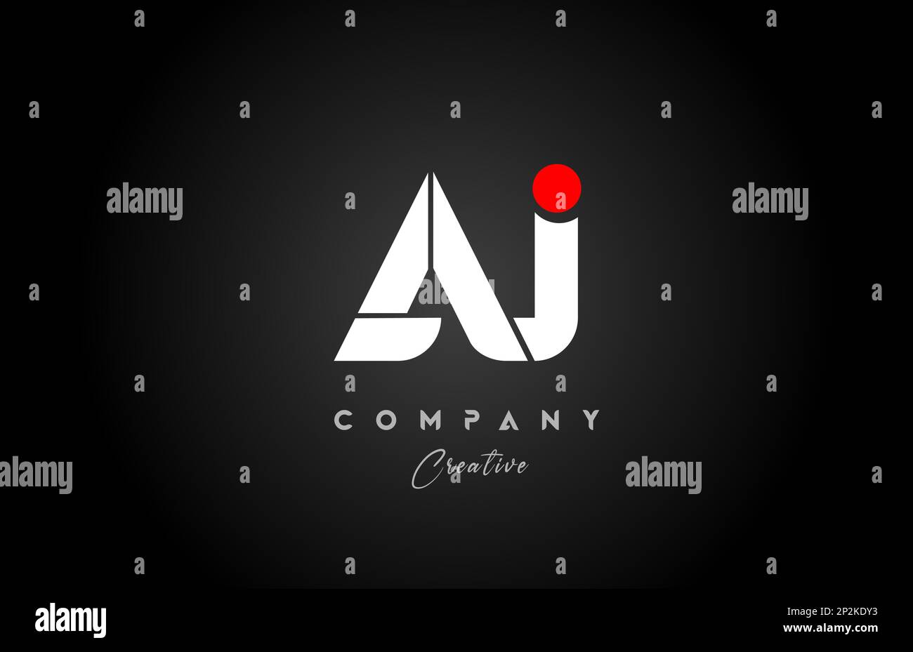 red white alphabet letter AJ A J combination for company logo. Suitable as logotype design for a business Stock Vector