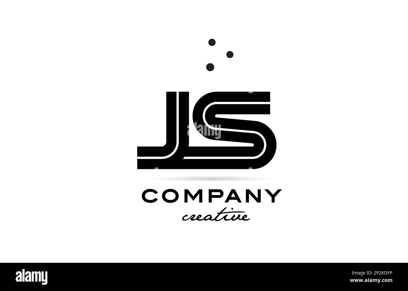 JS black and white combination alphabet bold letter logo with dots. Joined creative template design for business and company Stock Vector