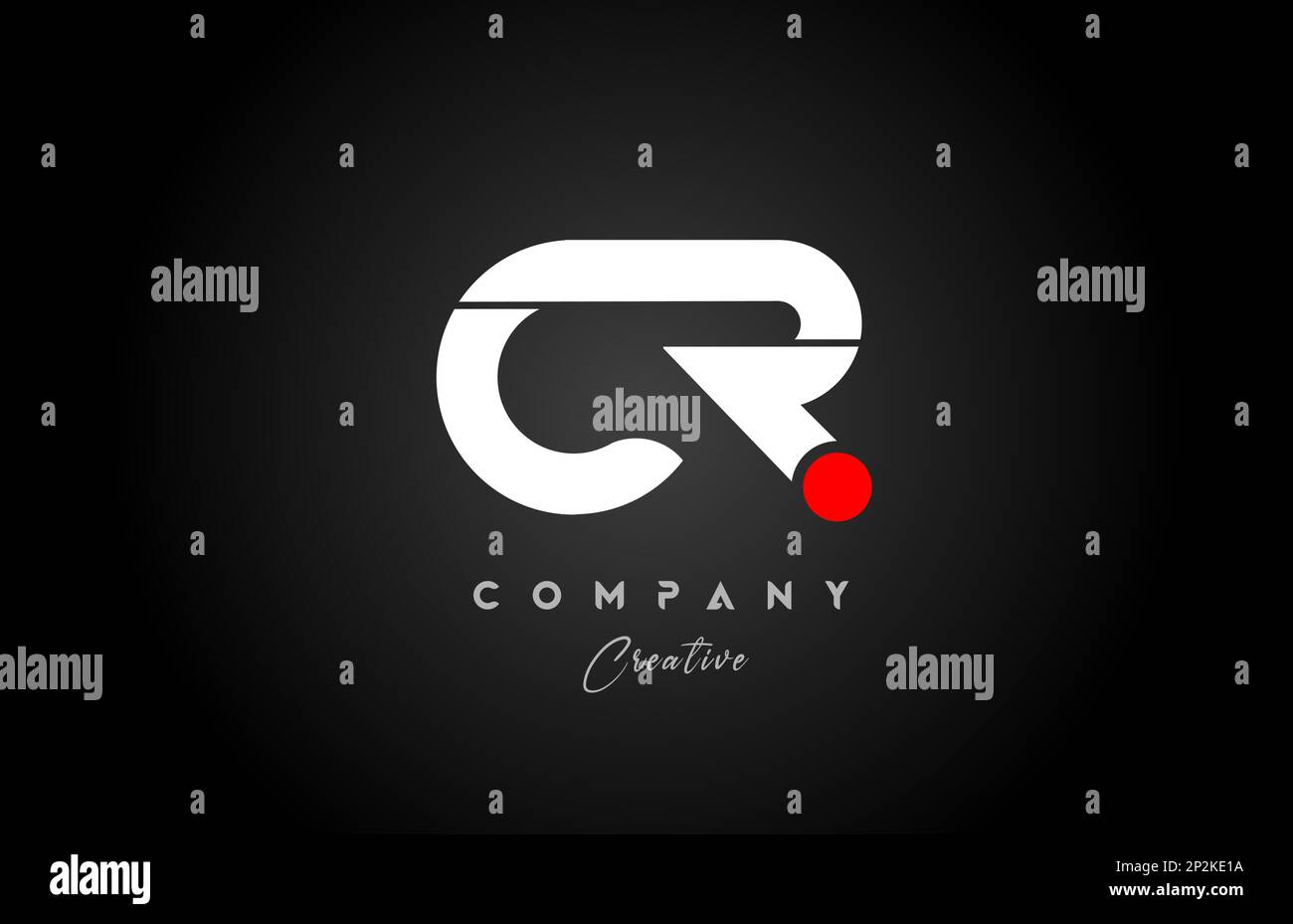 red white alphabet letter CR C R combination for company logo. Suitable as logotype design for a business Stock Vector