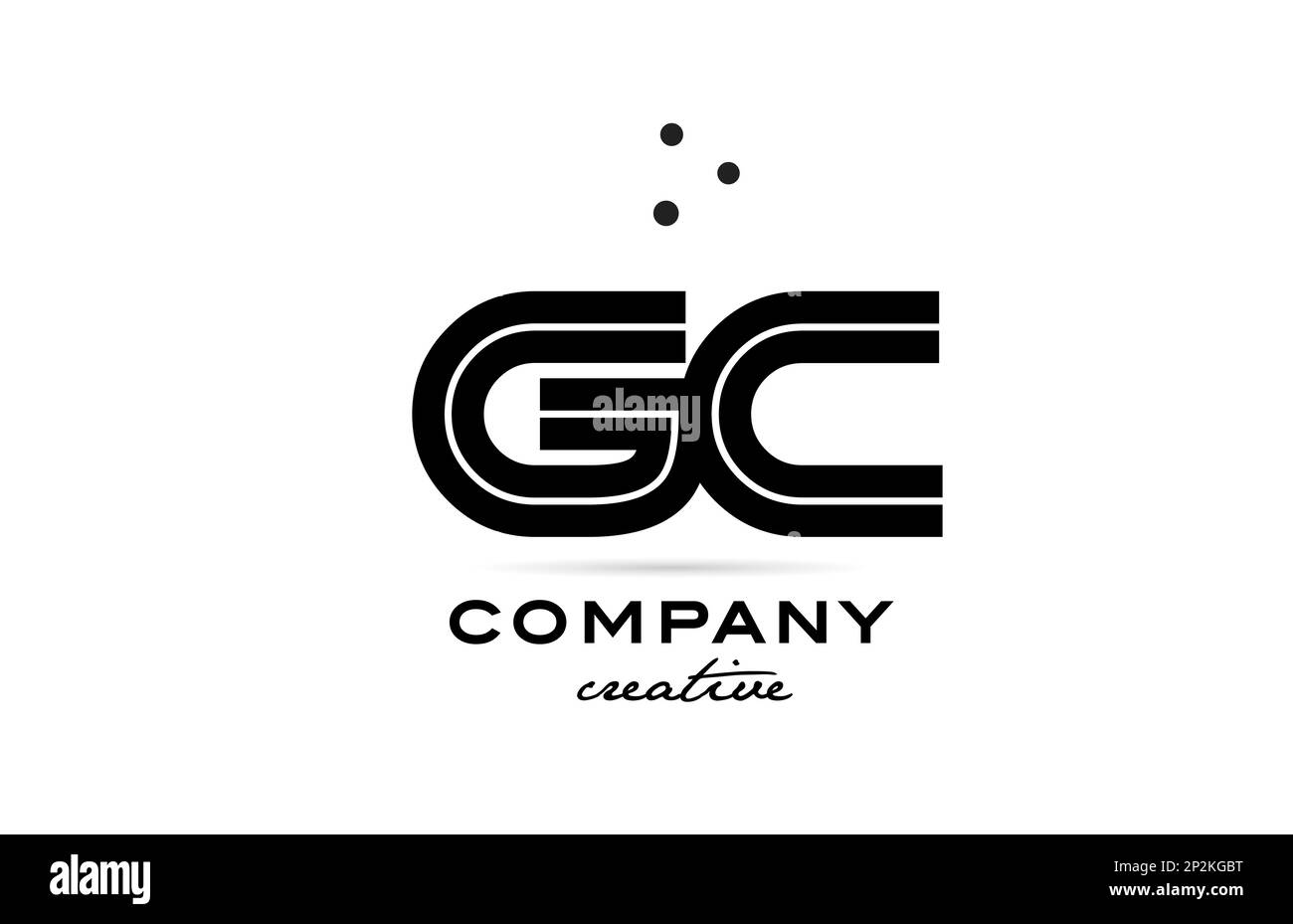 GC black and white combination alphabet bold letter logo with dots ...