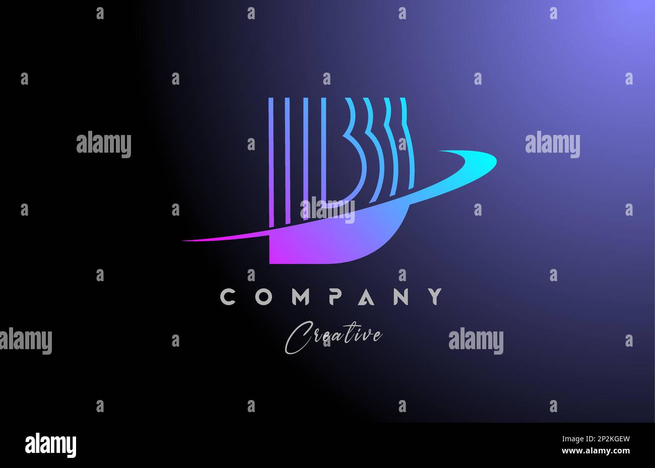 pink blue B alphabet letter logo icon design with swoosh. Creative line ...