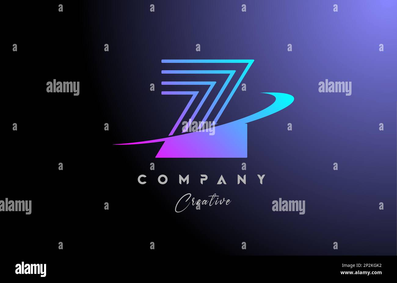 pink blue Z alphabet letter logo icon design with swoosh. Creative line ...