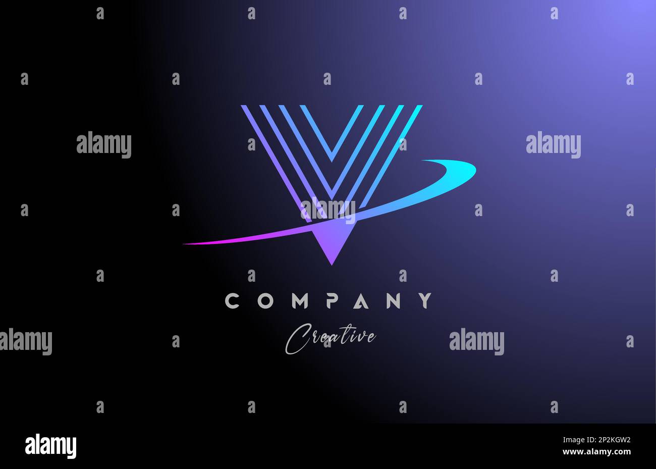 pink blue V alphabet letter logo icon design with swoosh. Creative line ...