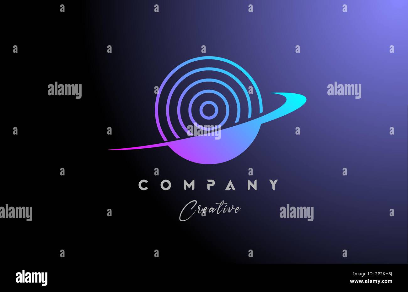 pink blue O alphabet letter logo icon design with swoosh. Creative line ...