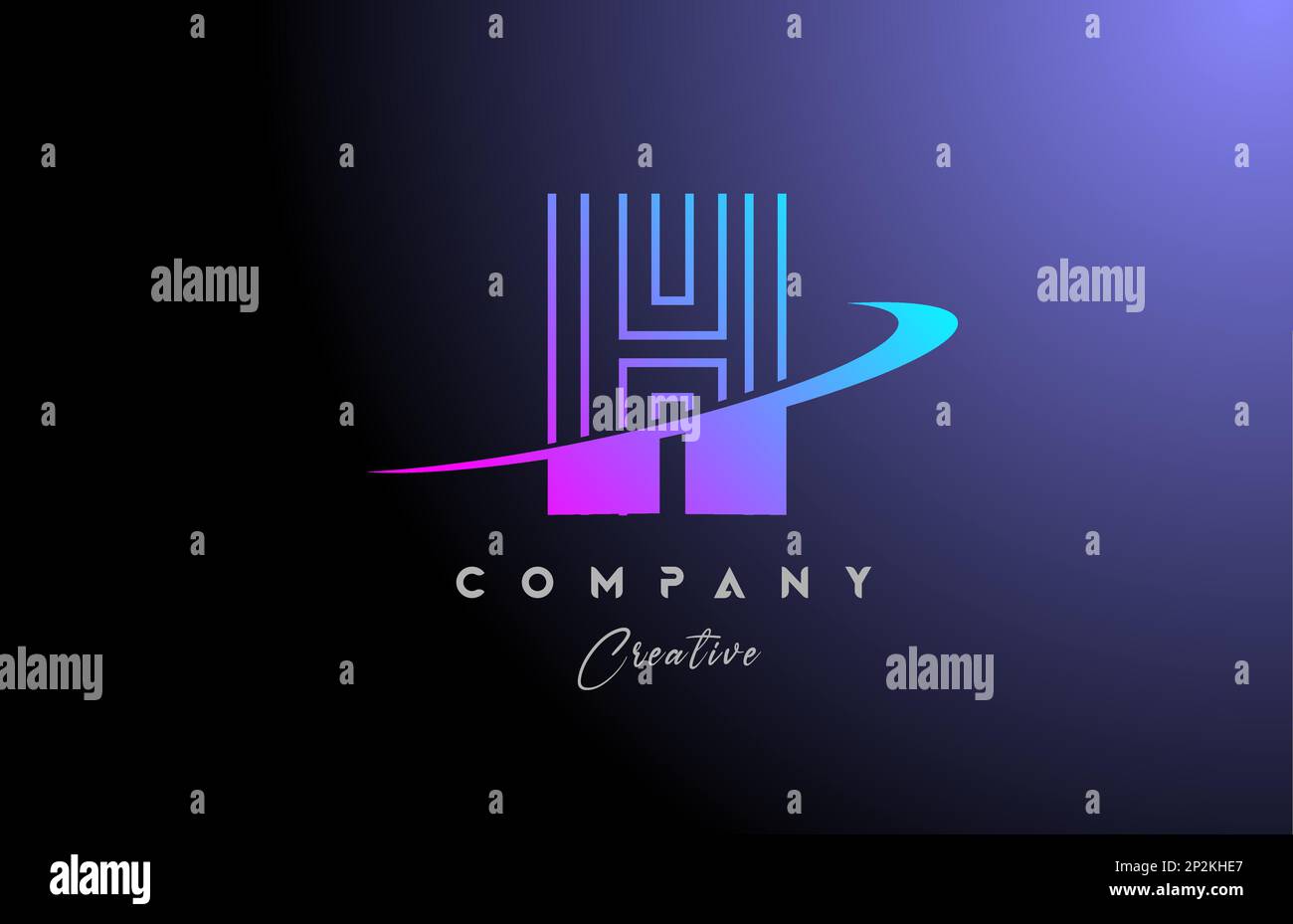 pink blue H alphabet letter logo icon design with swoosh. Creative line ...