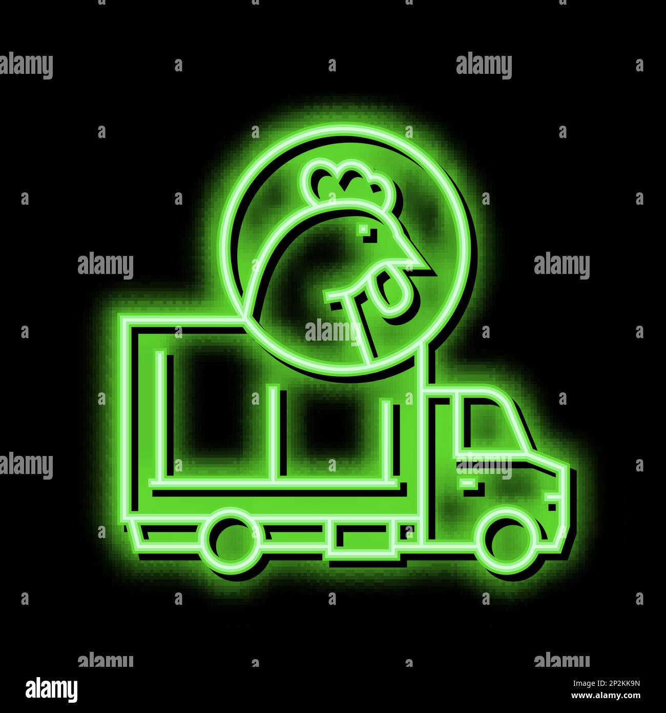 chicken truck transportation neon glow icon illustration Stock Vector ...