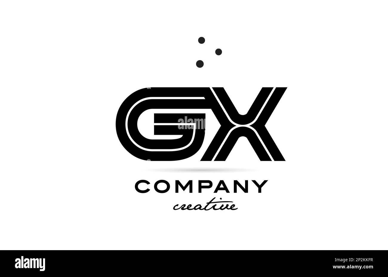 GX black and white combination alphabet bold letter logo with dots ...