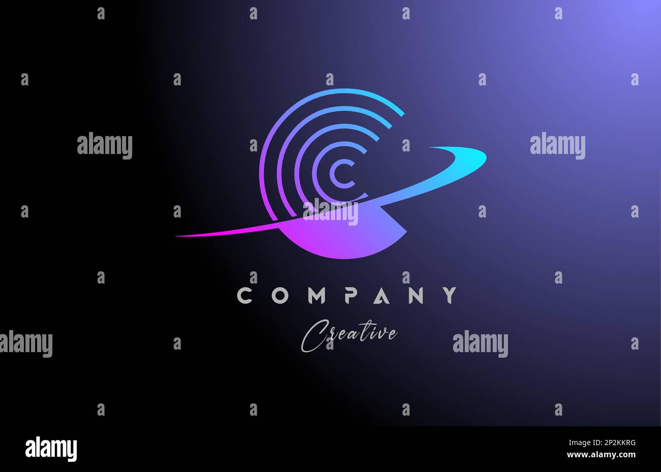 pink blue C alphabet letter logo icon design with swoosh. Creative line ...