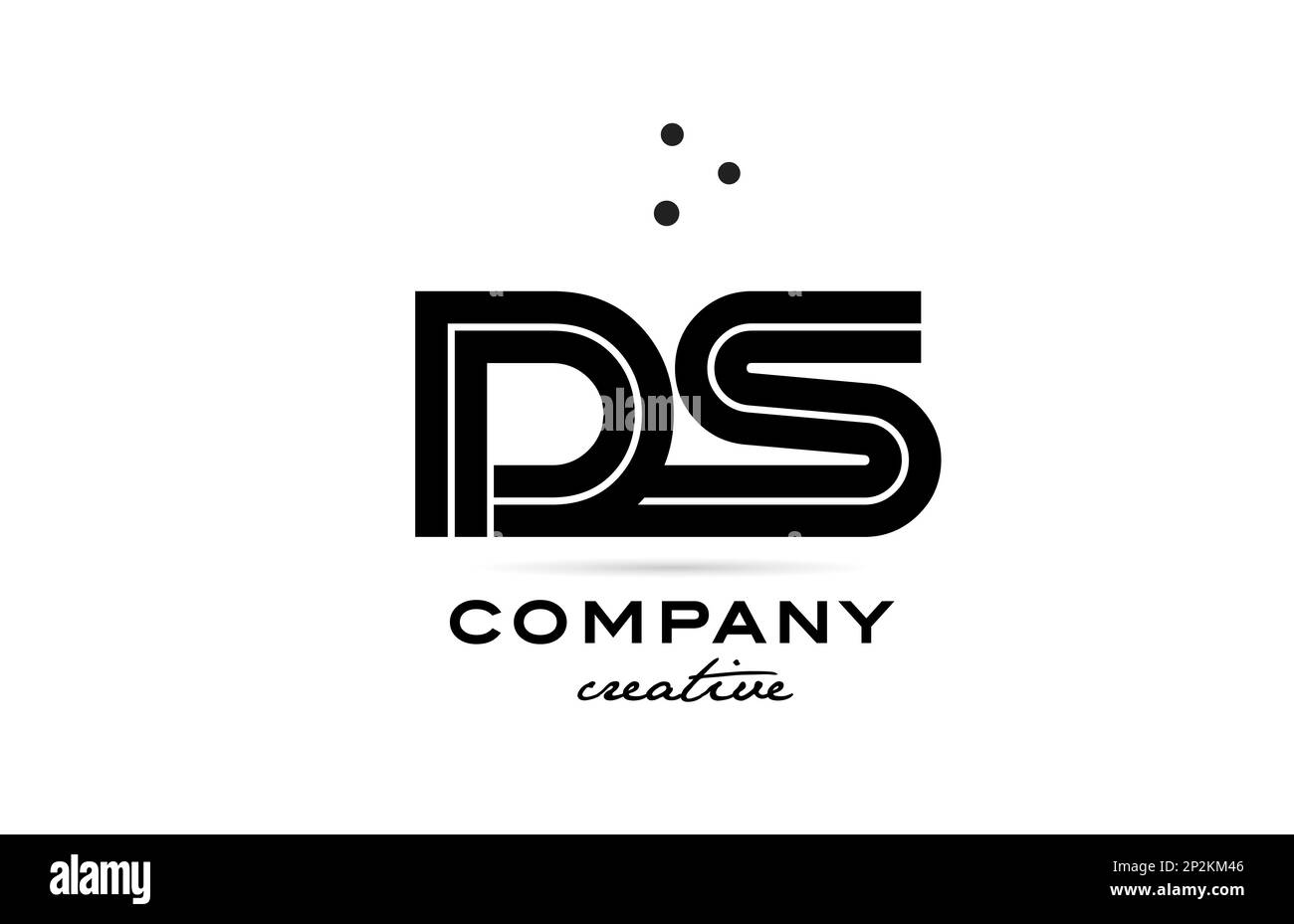 DS black and white combination alphabet bold letter logo with dots ...