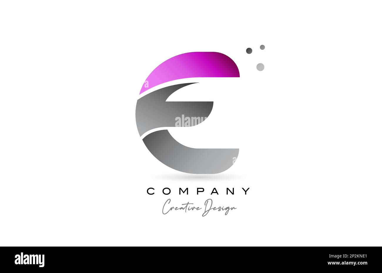 E pink grey alphabet letter logo icon design with dots. Creative ...