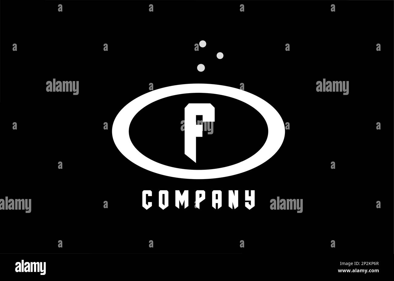 F black and white ellipse alphabet bold letter logo with dots. Creative ...