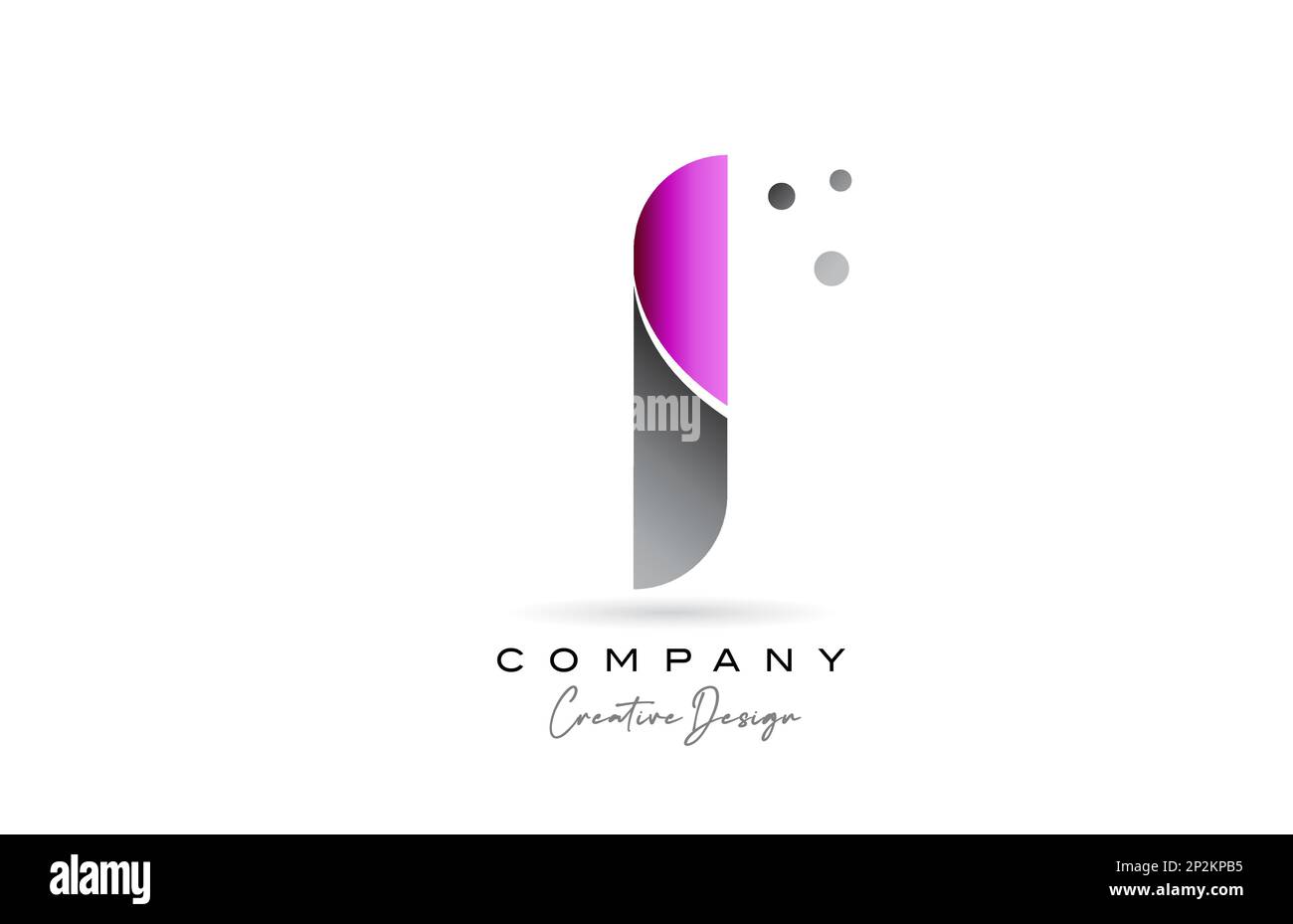 I pink grey alphabet letter logo icon design with dots. Creative ...
