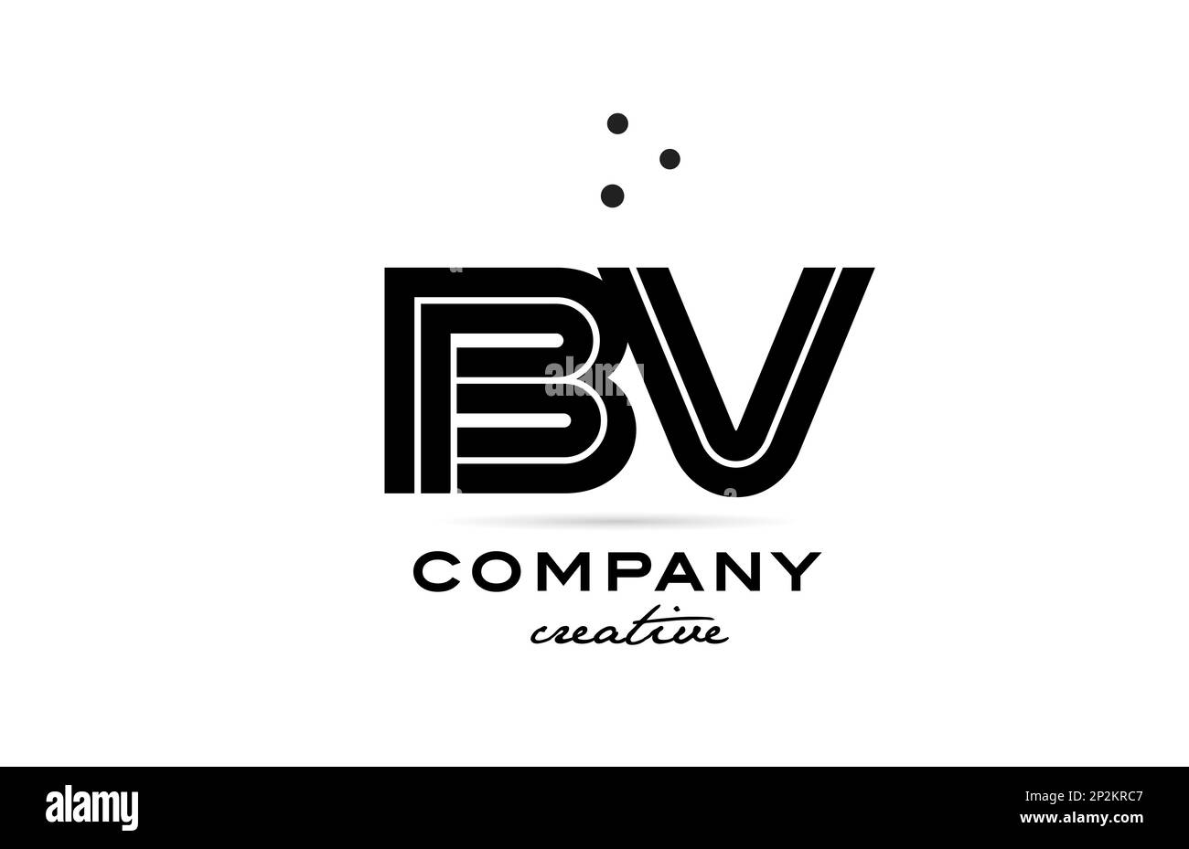 BV black and white combination alphabet bold letter logo with dots