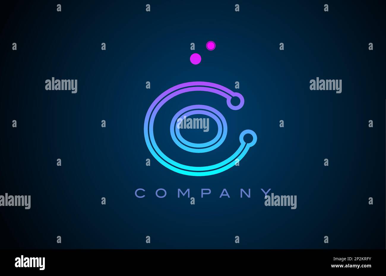 O alphabet letter logo icon design with pink blue color and dots ...