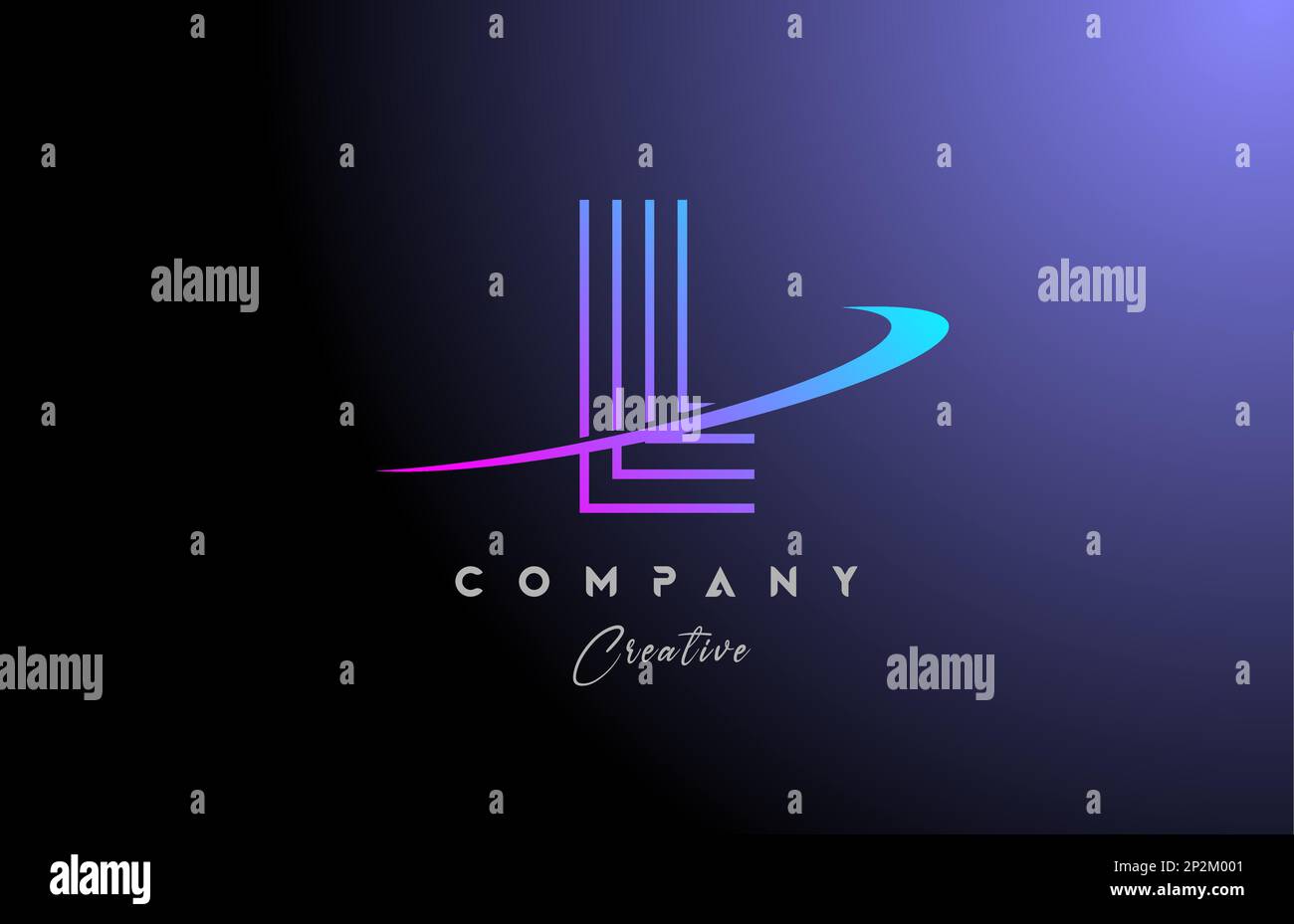L pink blue alphabet letter logo icon design with swoosh. Line creative ...