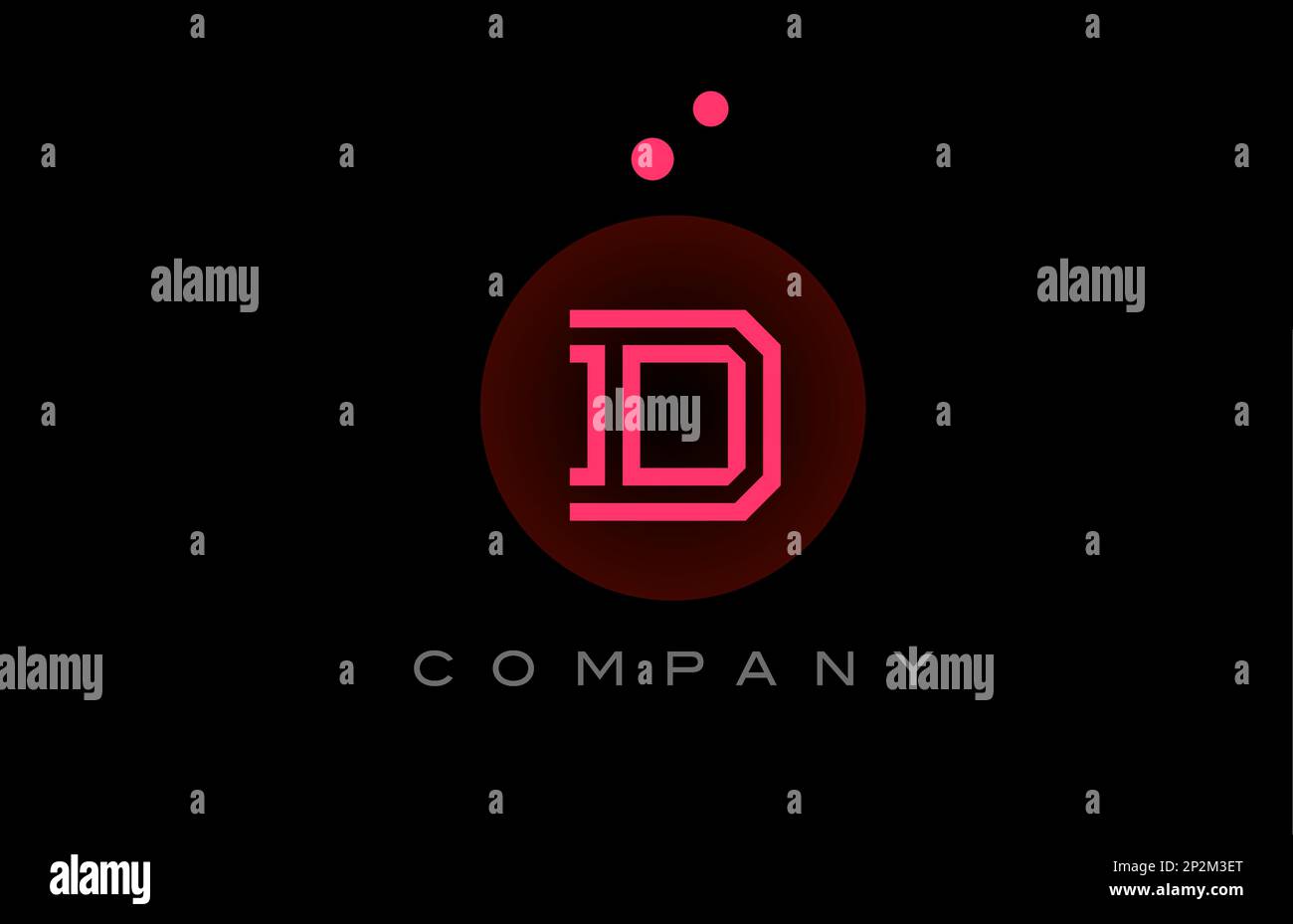 black pink D alphabet letter logo icon with dots and circle. Template ...