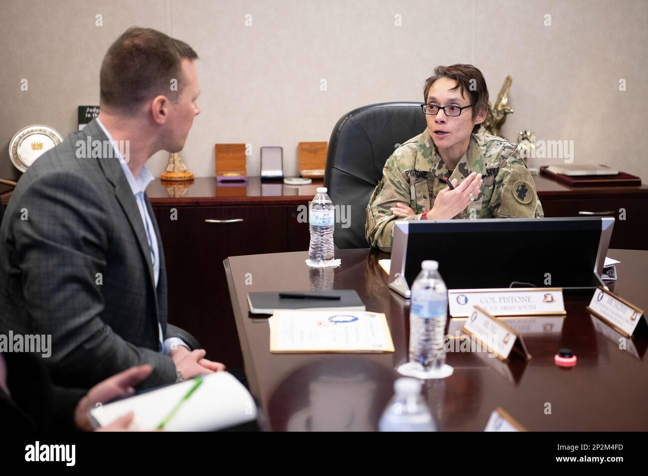 U.S. Army Col. Regina Pistone (right), U.S. Army South chief of staff ...