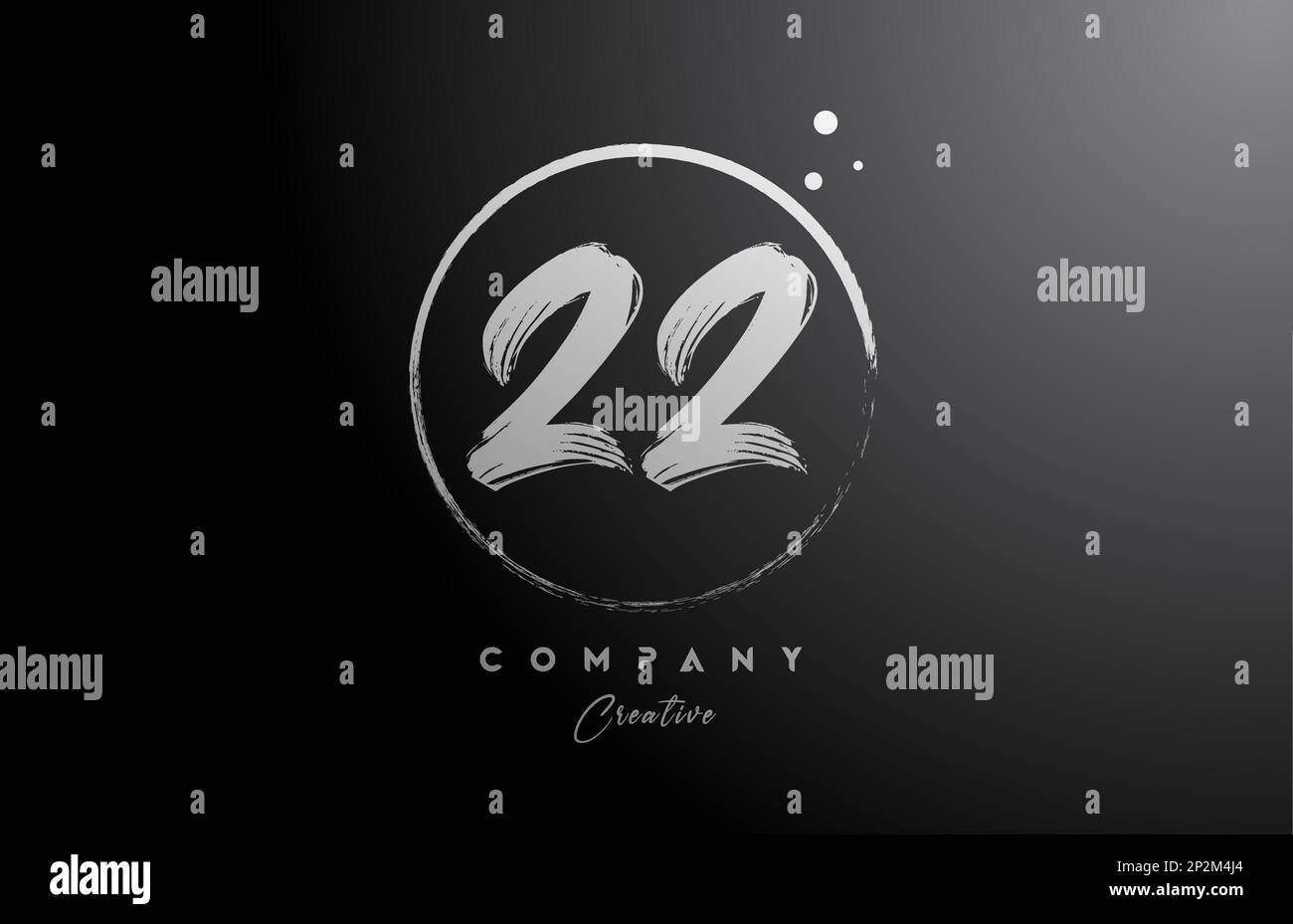 black white 22 number letter logo icon design with dots and circle ...