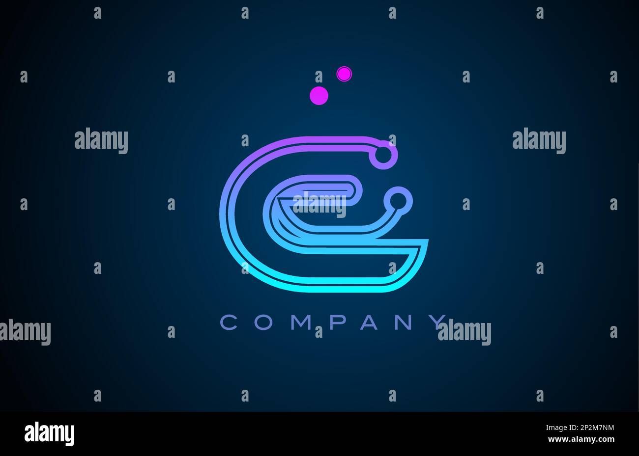 E alphabet letter logo icon design with pink blue color and dots ...
