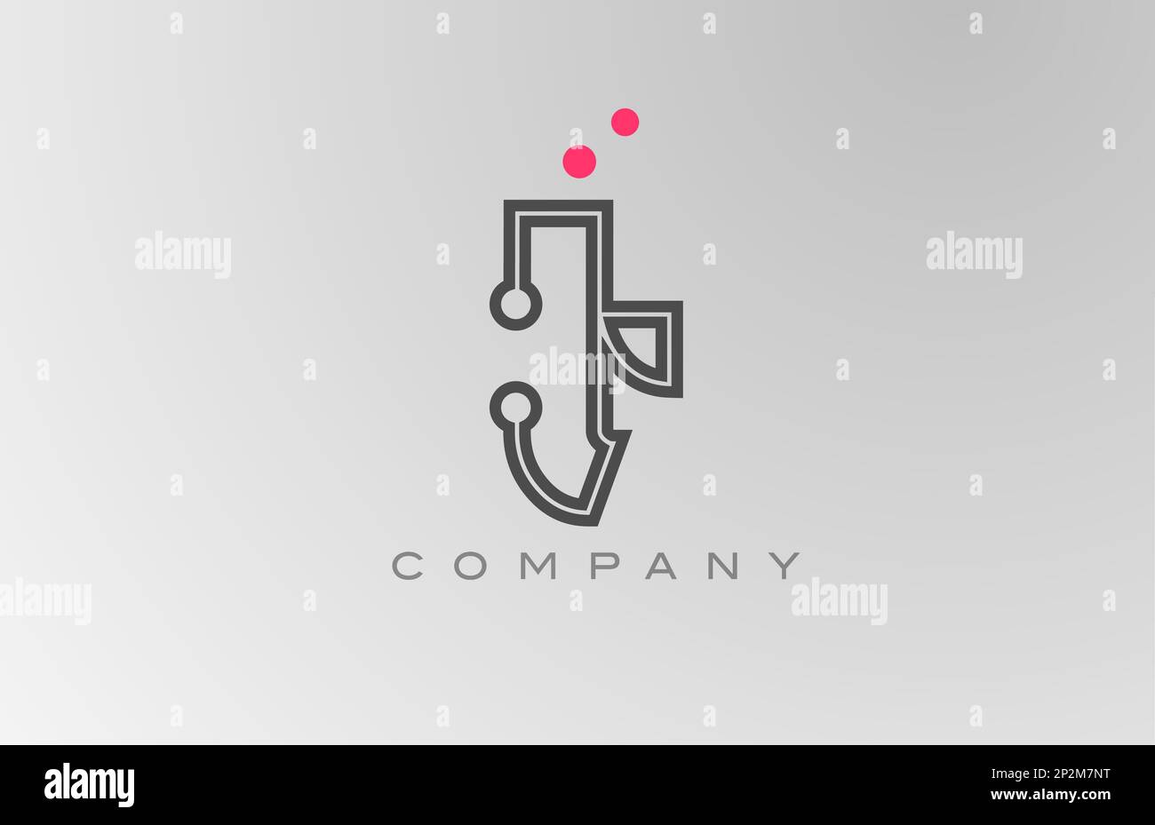 pink grey T alphabet letter logo icon design with line and dot ...