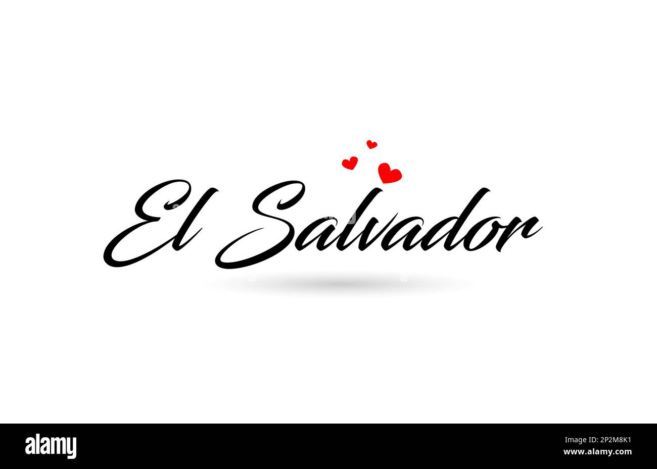 El Salvador name country word with three red love heart. Creative