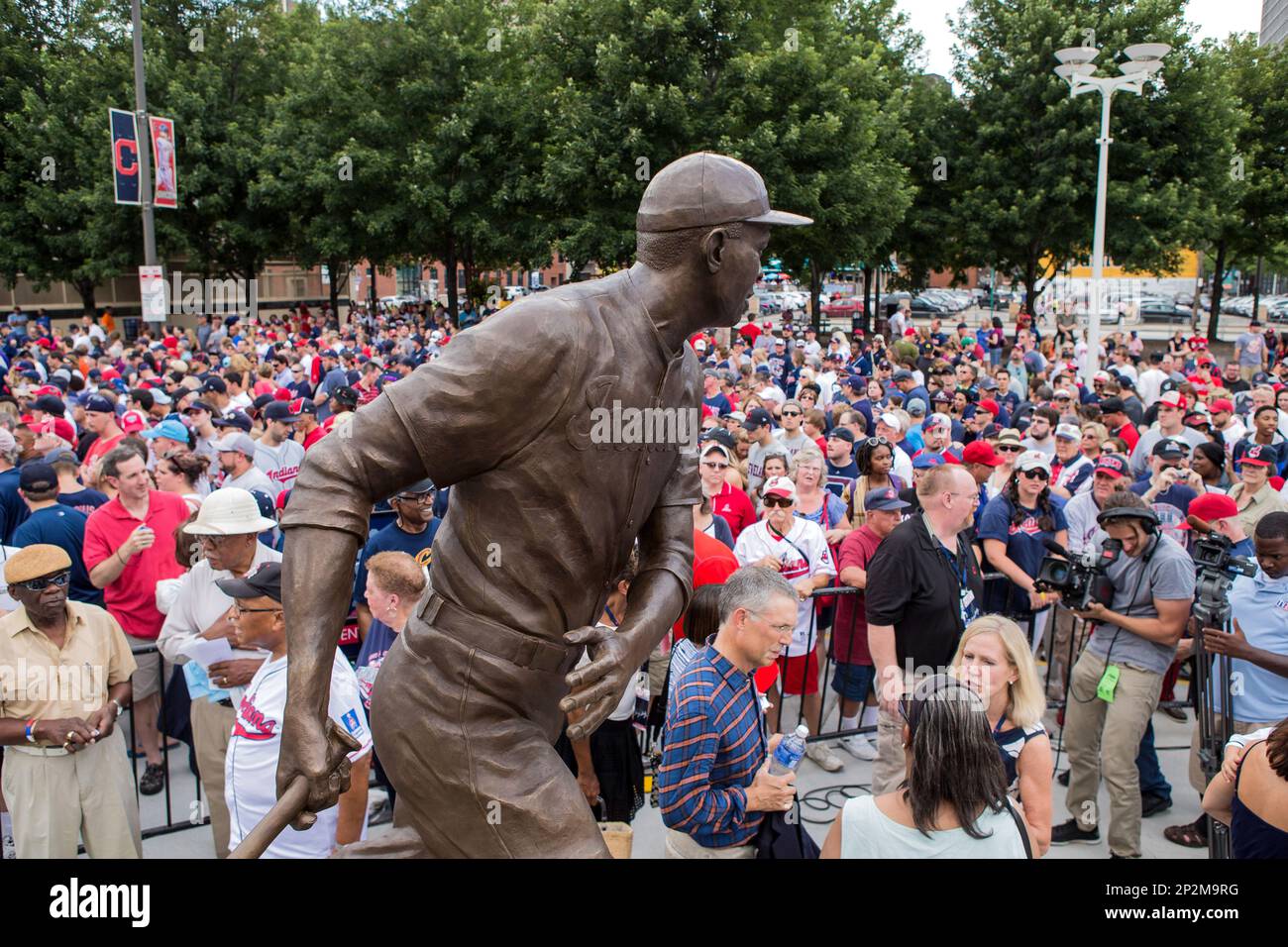 25 July 2015: Fans fill the plaza outside Progressive field as the