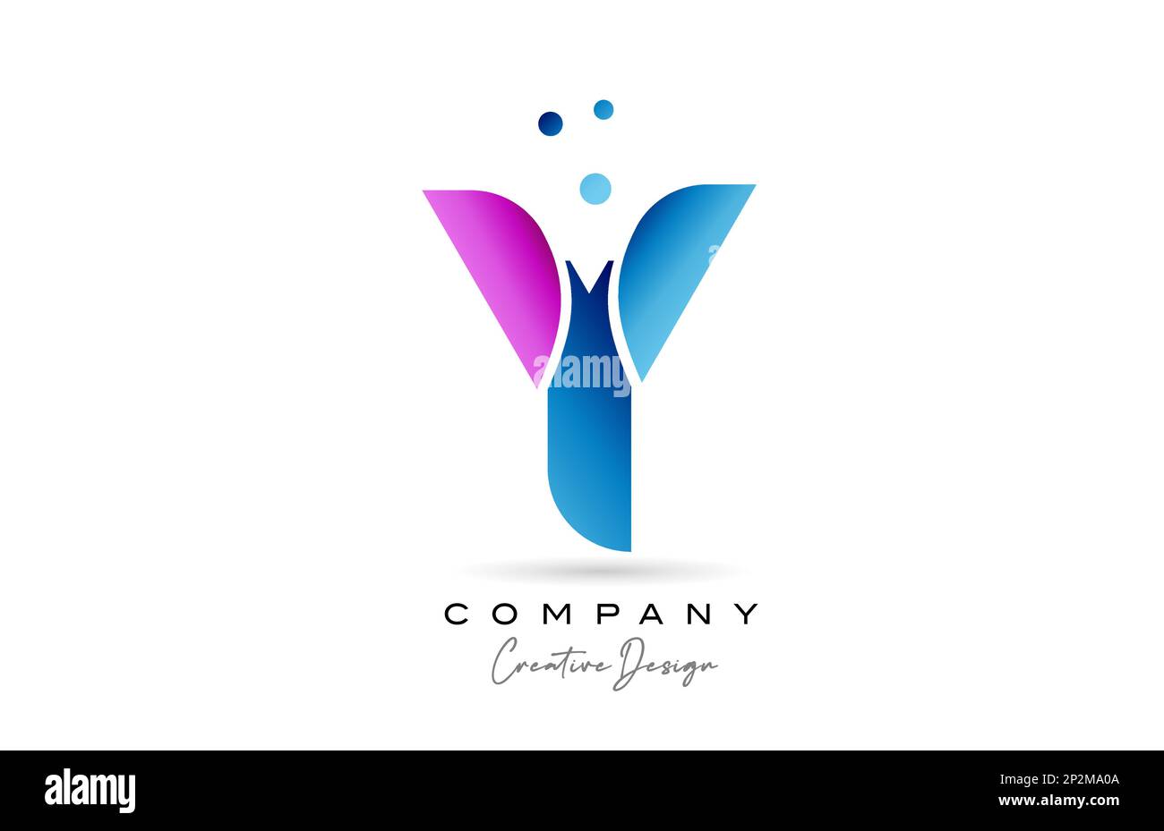 pink blue Y alphabet letter logo icon design with gradient. Creative ...