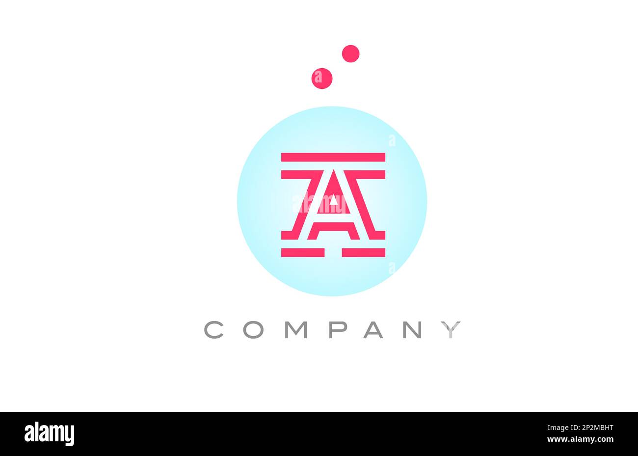 blue pink A alphabet letter logo icon design with dots. Creative ...