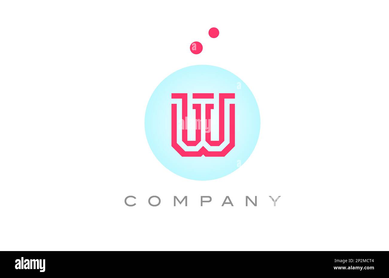 blue pink W alphabet letter logo icon design with dots. Creative ...