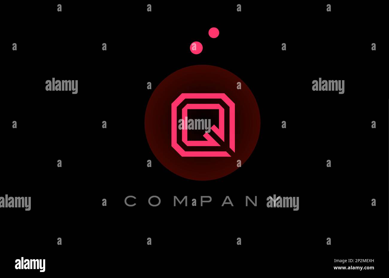 black pink Q alphabet letter logo icon with dots and circle. Template ...