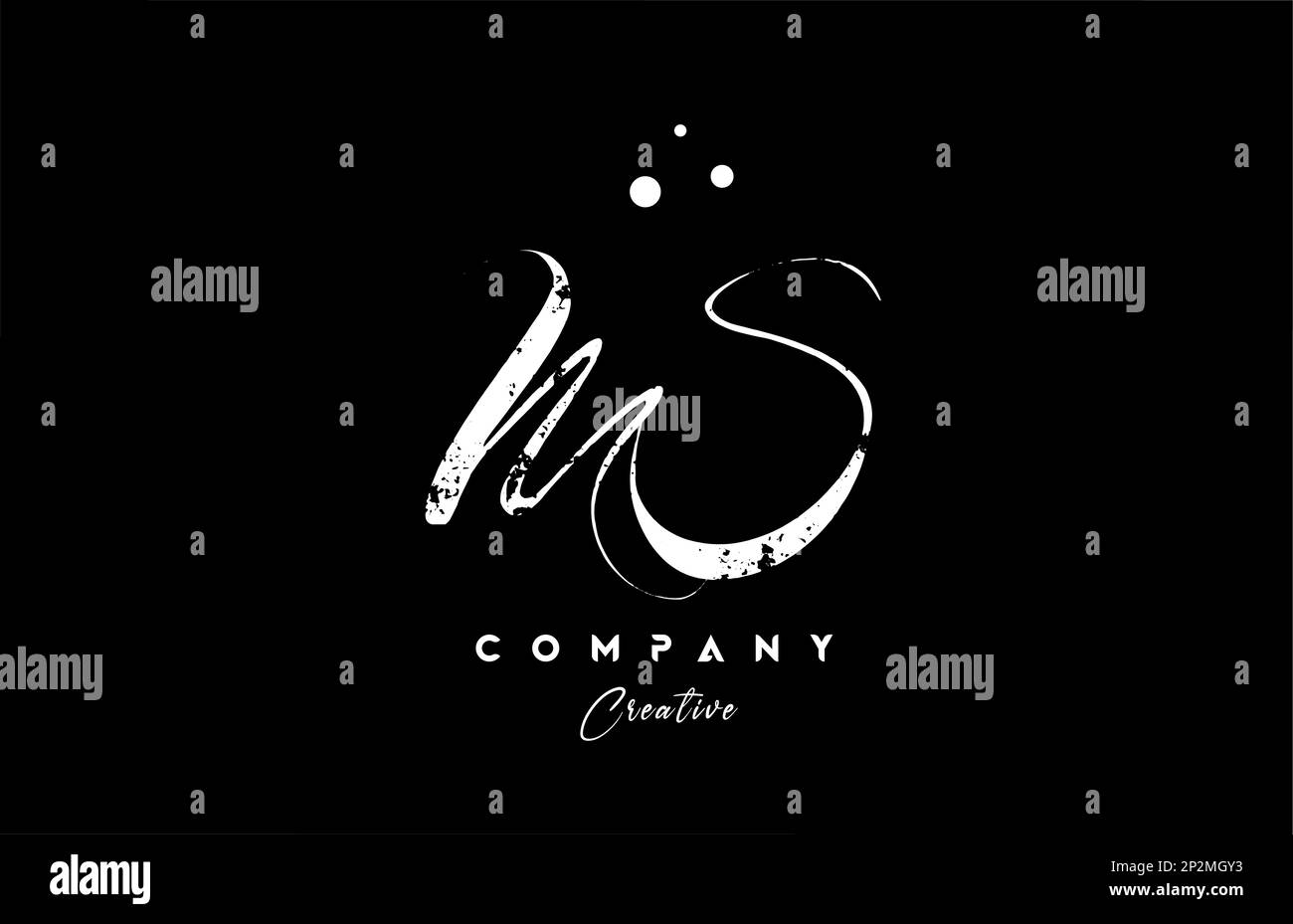 vintage MS alphabet letter logo icon combination design with dots ...