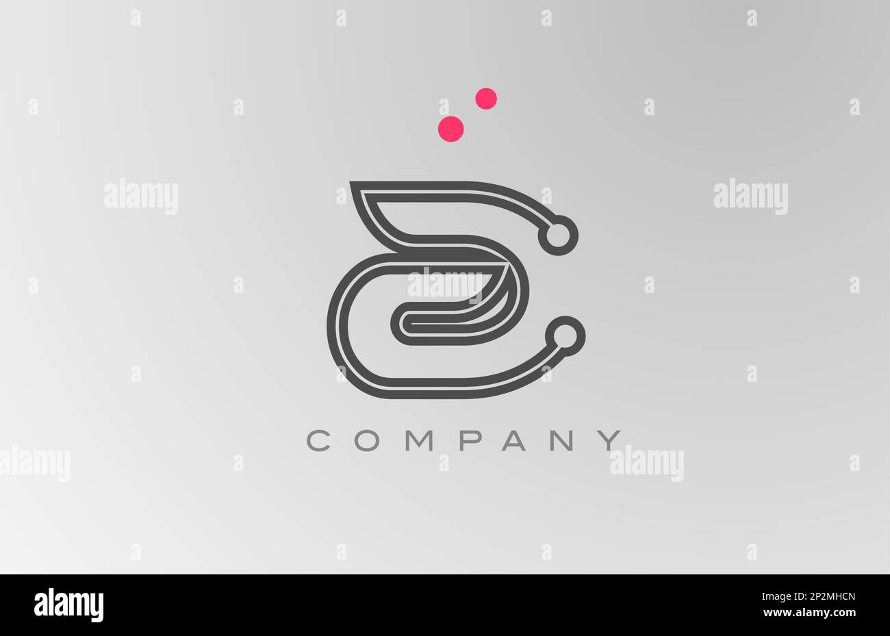 pink grey A alphabet letter logo icon design with line and dot ...