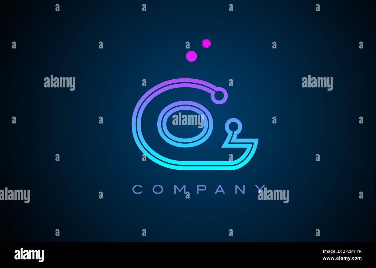 Q alphabet letter logo icon design with pink blue color and dots ...