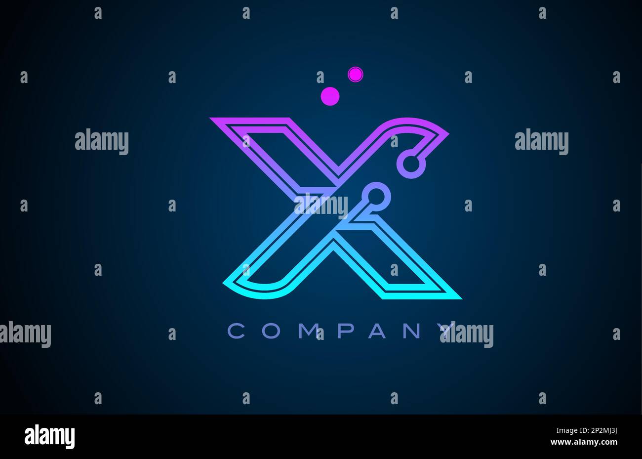 X alphabet letter logo icon design with pink blue color and dots ...