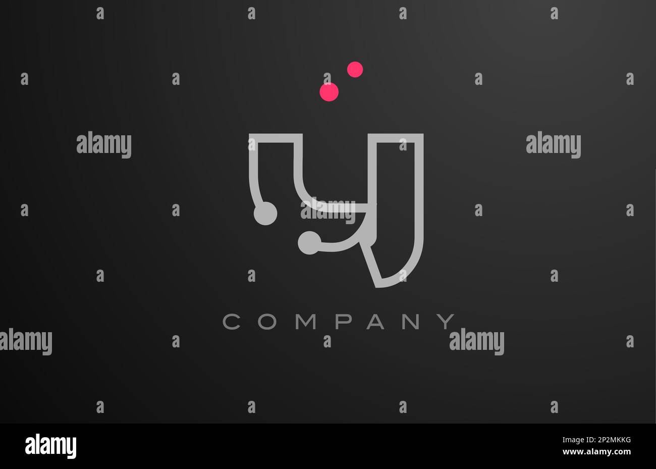 grey Y alphabet letter logo icon design with pink dot. Creative ...