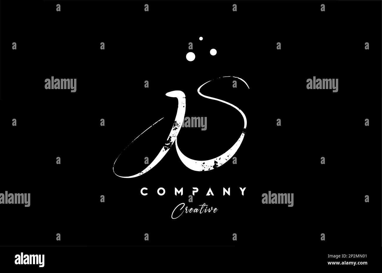 vintage JS alphabet letter logo icon combination design with dots. Creative hand written template for company and business Stock Vector