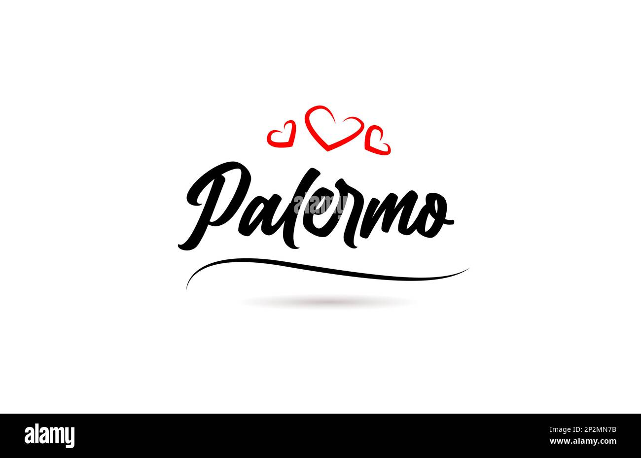 Palermo european city typography text word with love style. Hand lettering. Modern calligraphy text Stock Vector