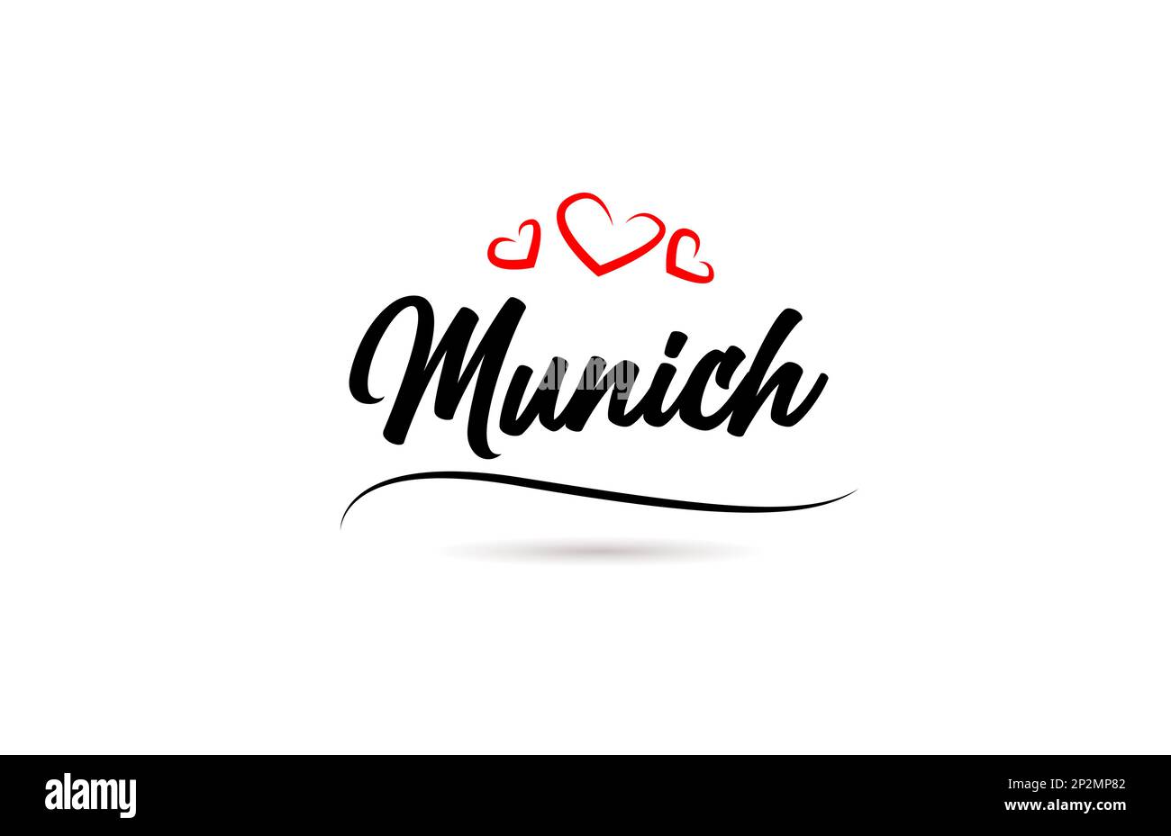 Munich european city typography text word with love style. Hand