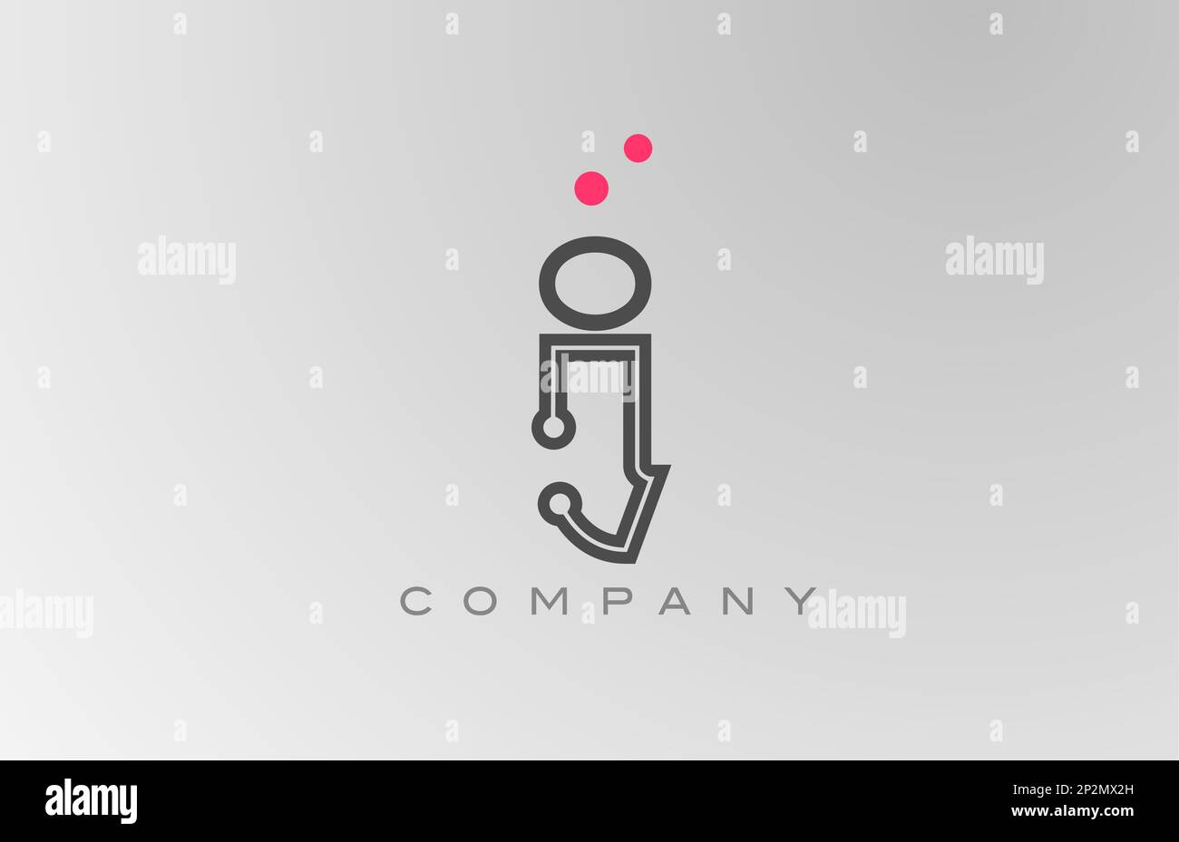 pink grey I alphabet letter logo icon design with line and dot ...