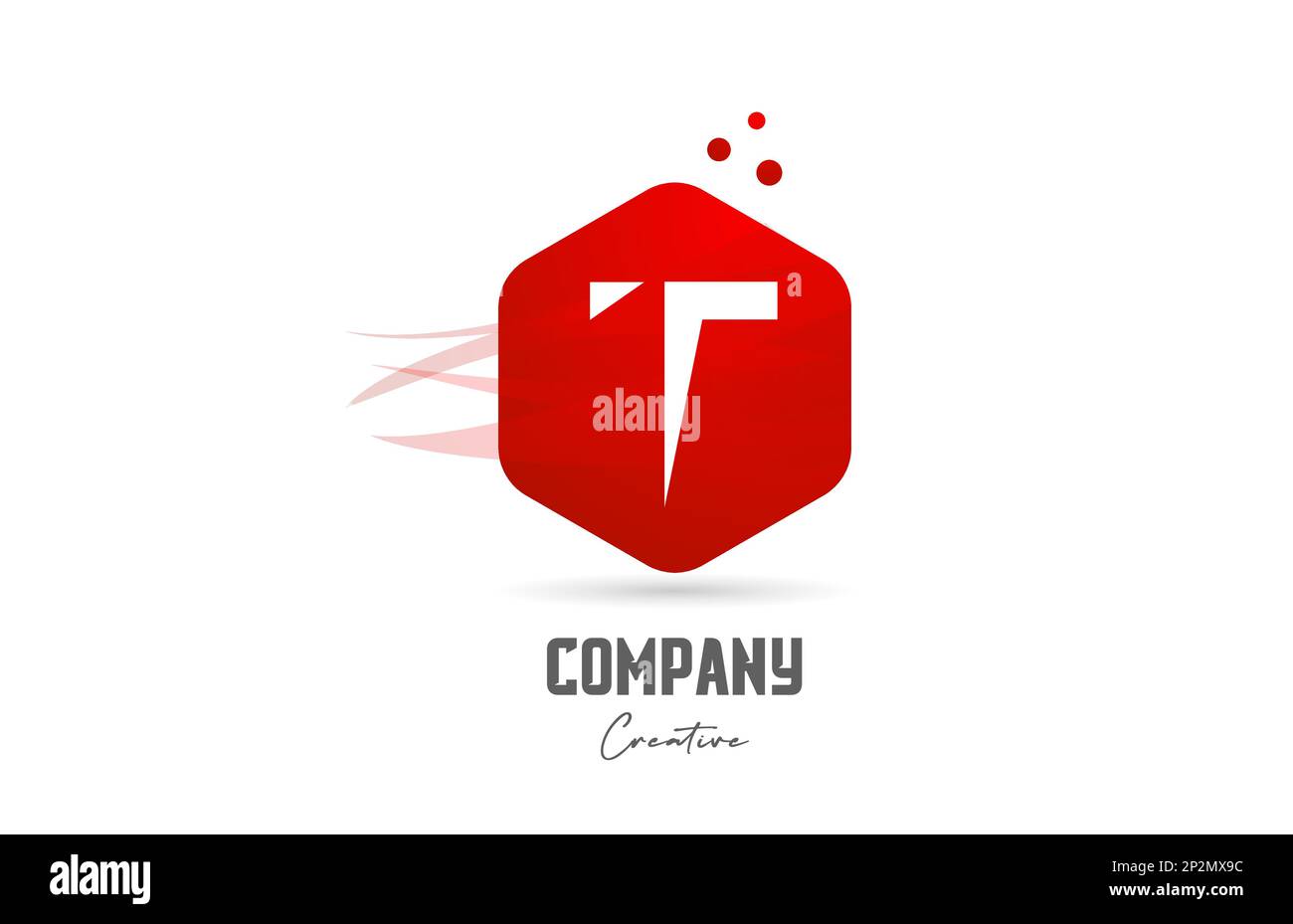 T red hexagon letter alphabet logo icon design. Creative template for ...