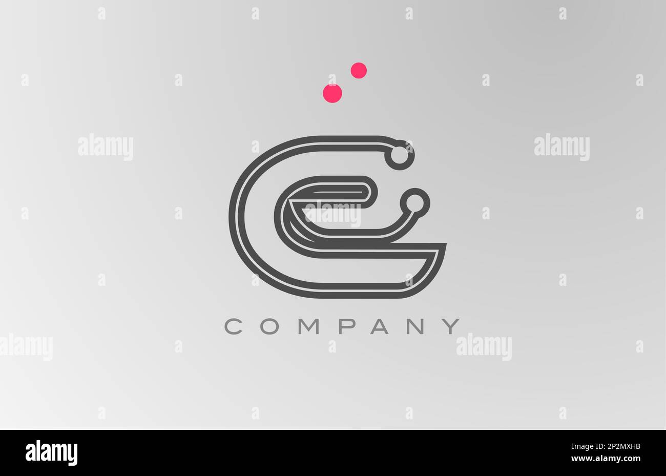 pink grey E alphabet letter logo icon design with line and dot ...